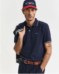 GANT - Tipped Piqué Polo Shirt - Lyst