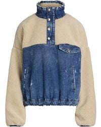 Polo Ralph Lauren - Fleece And Denim Funnel Neck Long Sleeve Oversized Fit Sherpa Jacket - Lyst