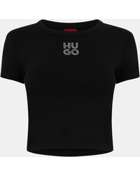 HUGO - Delanor Cropped T-shirt - Lyst