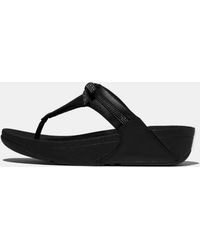 Fitflop - Glitz Bow Leather Toe Post Sandals - Lyst