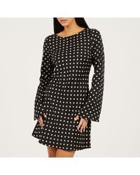 Brave Soul - Bs Long Bell Sleeve Polka Dot Mini Dress - Lyst