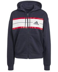 adidas - Essentials Pinstripe Block Fleece Full-zip Loose F Hoody - Lyst