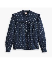 Levi's - Levi's Gianna Mock Neck Ruffle Sleeve Peasant Blouse - Lyst