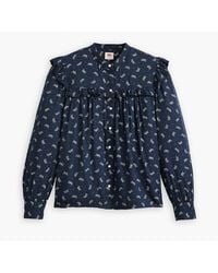 Levi's - Levi's Gianna Mock Neck Ruffle Sleeve Peasant Blouse - Lyst
