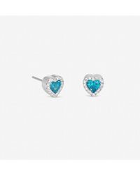 Jon Richard - Rhodium Plated And Heart Stud Earrings - Lyst