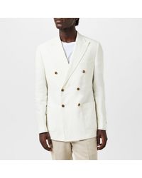 Without Prejudice - Frith Linen Long Sleeve Double Breasted Slim Fit Blazer - Lyst