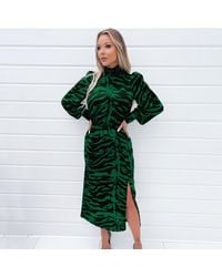 AX Paris - Animal Print High Neck Long Sleeve Midi Dress - Lyst