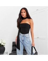 I Saw It First - Choker Drape Ruched Slinky Bodysuit - Lyst