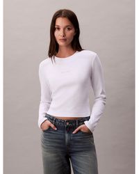 Calvin Klein - Long-Sleeve Crop Top - Lyst