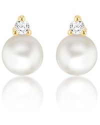 Be You - 9ct Fresh Water Pearl & Cz Studs - Lyst