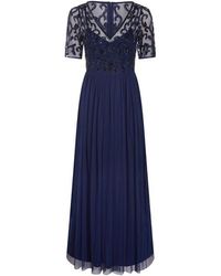 Adrianna Papell - Papell Studio Beaded Mesh Covered Gown - Lyst