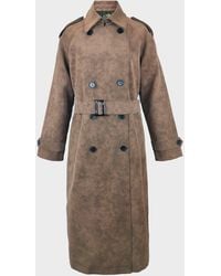 Biba - Suede Long Sleeve Calf Length Faux Leather Jacket - Lyst