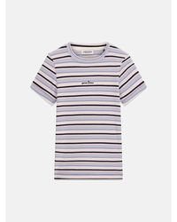 Guess - Star Embroidered Cotton Rib Stripe Slim Fit T-Shirt - Lyst