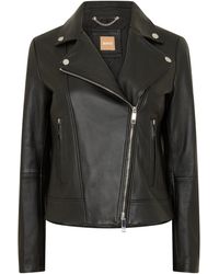 BOSS - Sajin Leather Jacket - Lyst
