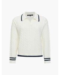 French Connection - Klara Cable Knit V-Neck Long-Sleeve Jumper - Lyst