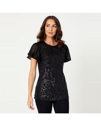 Be You - Sequin Angel Sleeve Top - Lyst