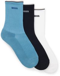 BOSS - Rib Stripe Quarter Socks - Lyst
