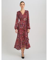 Gina Bacconi - Sharron Printed Wrap Midi Dress - Lyst