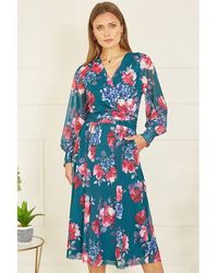 Yumi' - Floral Print Stretch Mesh Dress - Lyst