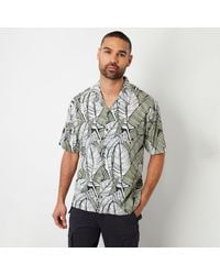 Threadbare - Leaf Print Revere Collar Short Sleeve Shirt - Lyst