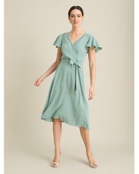 Gina Bacconi - Peppa Tie Waist V Neck Faux Wrap Dress - Lyst