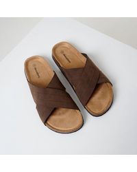 Threadbare - Faux Suede Cross Strap Sandals - Lyst