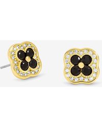 Jon Richard - 14K Plated Crystal And Jet Clover Studs - Lyst