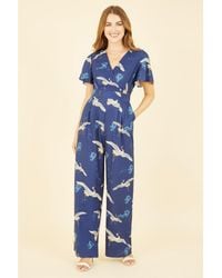 Yumi' - Crane Print Angel Sleeve Jumpsuit - Lyst