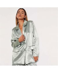 I Saw It First - Premium Satin Oversized Double Breasted Blazer - Lyst