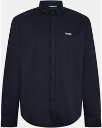 BOSS - Motion Long Sleeve Buttoned Shirt With Logo Detail - Lyst