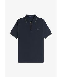 Fred Perry - Crepe Zipped Short-Sleeve Polo Shirt - Lyst