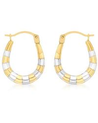 Be You - 9ct 2-colour Stripped Hoops - Lyst