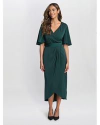 Gina Bacconi - Misha V-Neck Midi Wrap Dress - Lyst