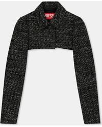 DIESEL - G-Anne Bouclv Tweed Long Sleeve Ultra-Cropped Blazer - Lyst