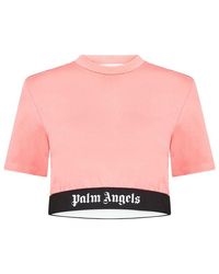 Palm Angels - Logo Trim Cropped T Shirt - Lyst