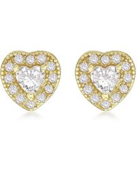 Be You - Silver Plated Cz Heart Studs - Lyst