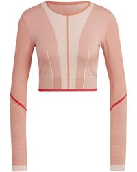 adidas - Cropped Long-Sleeve Performance Gym Top - Lyst