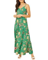 Yumi' - Navy Floral Strappy Tiered Maxi Dress - Lyst