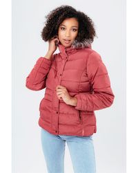 Hype - Fur Trim Insulated Compact Fit Short Puffer Jacket - Lyst