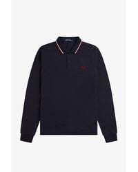 Fred Perry - Long Sleeve Twin Tipped Polo Shirt - Lyst