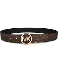 MICHAEL Michael Kors - Round Logo Reversible Leather Belt - Lyst