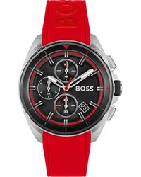 BOSS - Gents Volane Red Silicone Strap Watch - Lyst