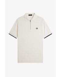 Fred Perry - Crepe Zipped Short-Sleeve Polo Shirt - Lyst
