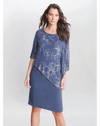 Gina Bacconi - Fiona Floral Glittered Asymmetric Dress - Lyst