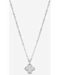 Jon Richard - Rhodium Plated Micro Pave Clover Pendant - Lyst