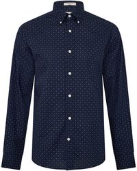 GANT - Micro Print Cotton Long-Sleeve Shirt - Lyst