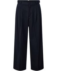 Emporio Armani - Cotton High-Waisted Wide Leg Trousers - Lyst