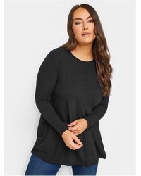 Yours - Curve Long Sleeve Rib Swing Top - Lyst