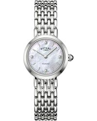 Rotary - Ladies Heritage Diamond Mop Ss Bracelet Wat - Lyst