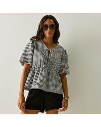 Regatta - Amor V-Neck Gingham Short-Sleeve Blouse - Lyst
